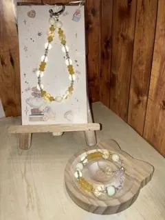 推しカラー　推し活　ストラップ　ブレスレット　ハンドメイド　2点セット