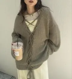 AmeriVINTAGE BACK OPEN LACE UP KNIT TOP - メルカリ
