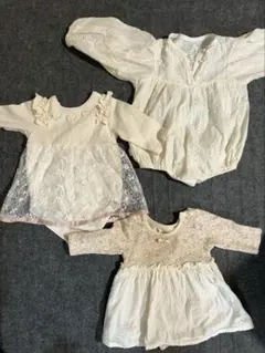 フリル付きベビードレス　3点70〜80