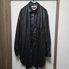 メゾンスペシャル　フェイクレザー　シャツ　ブラックのサムネイル