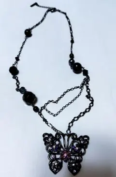 アナスイ 蝶 ネックレス 黒 ゴシック調