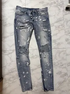 mnml ペイント加工 ダメージデニムパンツ 28インチ