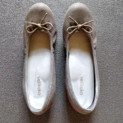 velikoko ブラウン バレエシューズ リボン付き