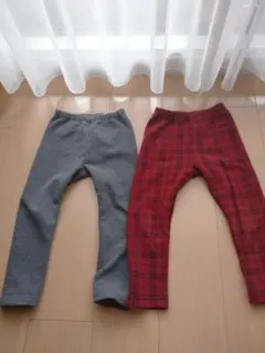 ボトムス二種 グレー 赤チェック ポケット付き
