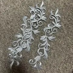 レースモチーフ 刺繍ワッペン 3枚セット シルバー