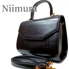 【美品】ニイムラ Niimura ハンドバッグ 肩掛けバッグ 2way ブラック