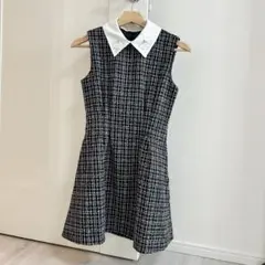 GRL ツイードタックミニワンピース ビジュ付き　ブラック　ノースリーブ