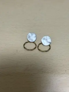 マットシルバー＆ゴールド サークルピアスのサムネイル
