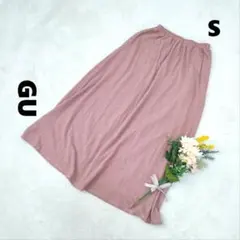 ジーユー ♪マキシスカート 赤白ボーダー ウエストゴム S カジュアル 伸縮素材