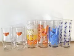 花柄 ガラスコップ グラス 昭和レトロ