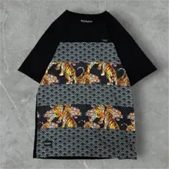 ROCAWEAR ロカウェア 和柄 虎 タイガー 青海波 Tシャツ XL 黒のサムネイル