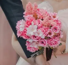 ウェディングブーケ☆ショッキングピンク☆造花アレンジメント