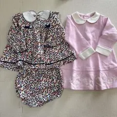 CELINE セリーヌ ベビー 80cm ワンピースセット 厚手 ピンク 花柄