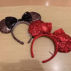 ディズニー　カチューシャ　ミニー　スパンコール　2点セット(バラ売可能)