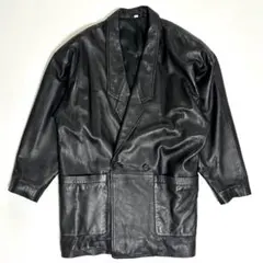美品 羊革 本革 レザー ジャケット ブラック ノーカラー ヴィンテージ