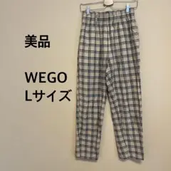 【美品】WEGO/レディース/パンツ/ベージュ/チェック/ウエストゴム