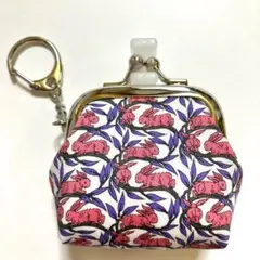 ハンドメイド　がま口キーホルダー　ウサギ　パープル