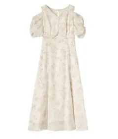 【LILLIAN CARAT】フロッキープリントオープンショルダーワンピース