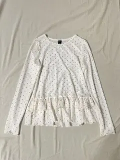 FRIFUL ドット柄 長袖 フリル トップス Mサイズ