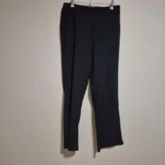 黒 しわ加工 スリムフィットパンツ