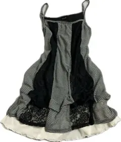 00s coquette ダークコア ギンガムチェックキャミワンピ