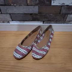 Marie Club フラットシューズ 赤・白・金