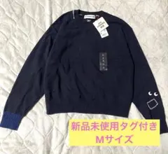 UNIQLO アニヤハインドマーチ　プレミアムラムクルーネックセーターMネイビー