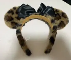 ヒョウ柄カチューシャ 黒リボン付き