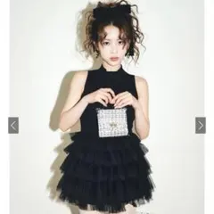 grl ru1212 ニットドッキングチュールミニワンピース