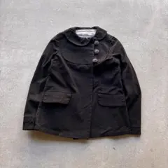 ブラックデニムジャケット 変形襟 ショート丈 サイドボタン 38 カジュアル