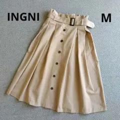 ●イング/INGNI　Aラインフレアスカート/前ボタン、ベルト付き　M●