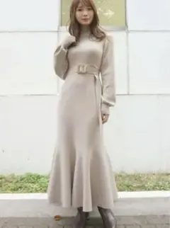 MERCURYDUO オープンショルダーマーメイドニットワンピース