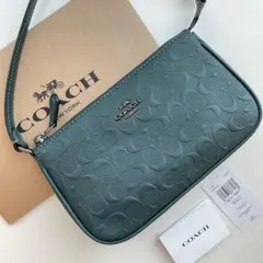 COACH コーチ ショルダーバッグ長財布　シグネチャーエンボス グリーン　緑色