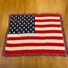 ヴィンテージ　ラグ　タペストリー　136×106　アメリカ　国旗　USインテリア