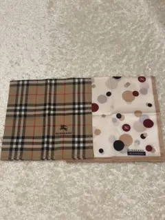 ♡新品未使用美品♡レア柄Burberry2枚組ハンカチ