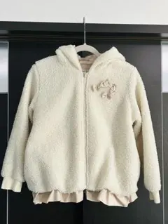 3can4on サンカンシオン　ボアフードジャケット　オフホワイト色