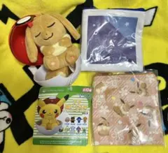 イーブイぬいぐるみとピカチュウ、イーブイのポーチセット
