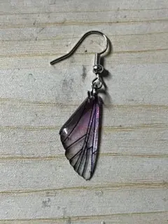 ハンドメイド 蝶の羽根 ピアス 紫C