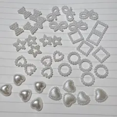 ネイルパーツ 白 パール 8種×5個ずつ