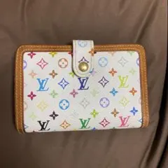 VUITTON 白　マルチカラー　希少　廃盤　折り財布★