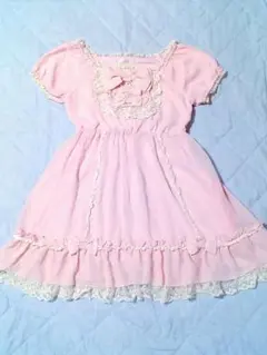 【レア・夢展望】姫系シフォンワンピース　姫ギャル　LLサイズ　ピンク　平成レトロのサムネイル