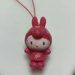 ピンクのうさぎキャラクター ストラップ