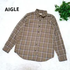 AIGLE エーグル ブラウン系チェック柄　 長袖シャツ 秋 冬