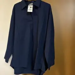 SEVENDAYS=SUNDAY ネイビー 長袖スキッパーシャツ