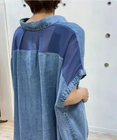 新品未使用　シニカル　テンセル デニムシャツ ブラウス　切り替え　シアー