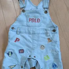 POLO 刺繍デザイン デニムロンパース80サイズ