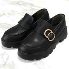 厚底ローファー M 23〜23.5 卒業式 ゴールド金具