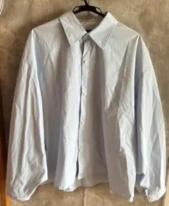 ZARAオーバーサイズ長袖シャツ水色 ストライプ L XLザラ