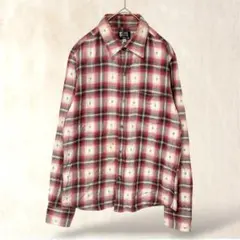 タケオキクチ　ネルシャツ　2（M相当）　レッド系　長袖シャツ　綿　カジュアル