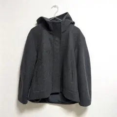 GU コージーメルトンショートフーディコート ダークグレー L